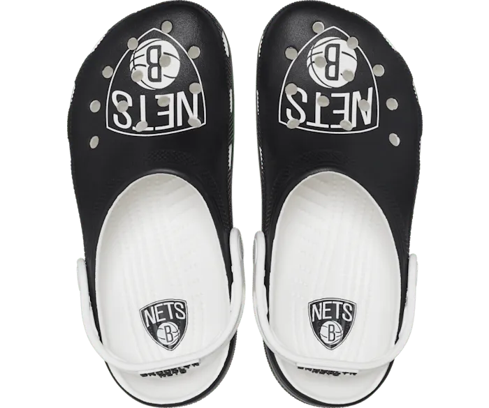 NBA Brooklyn Nets Classic Clog White Black Women Crocs Clogs