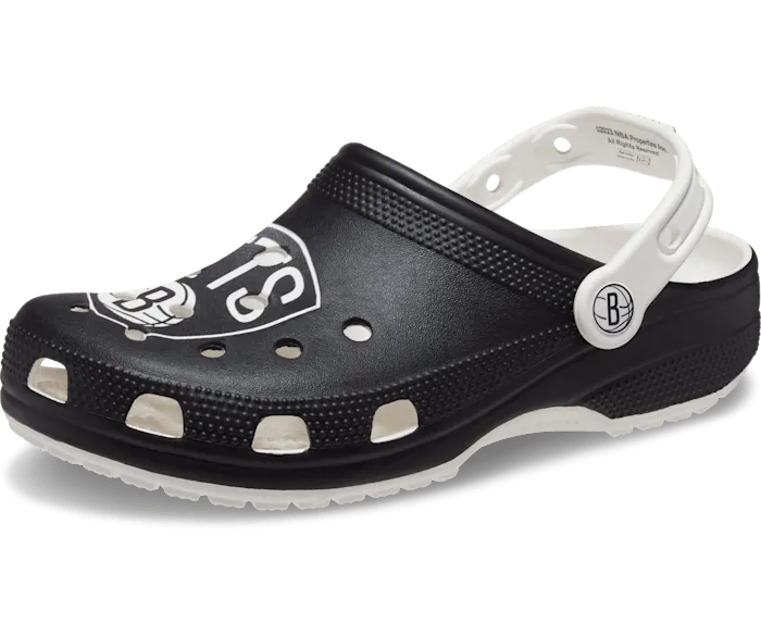 NBA Brooklyn Nets Classic Clog White Black Women Crocs Clogs