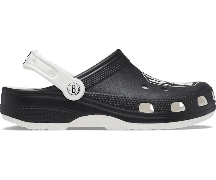 NBA Brooklyn Nets Classic Clog White Black Women Crocs Clogs
