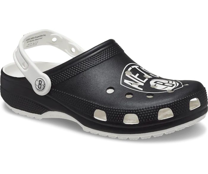 NBA Brooklyn Nets Classic Clog White Black Women Crocs Clogs