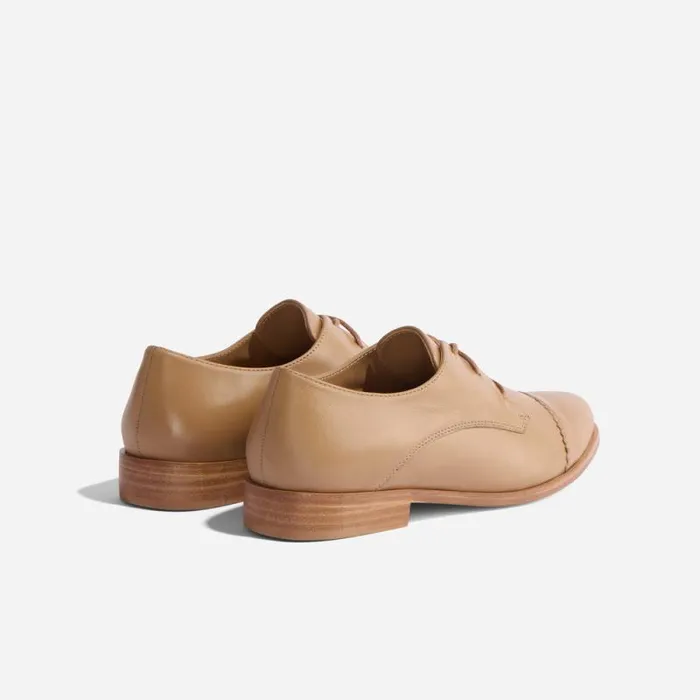 Nisolo Flats and Slip Ons Women Emilia Cap Toe Oxford Almond Black