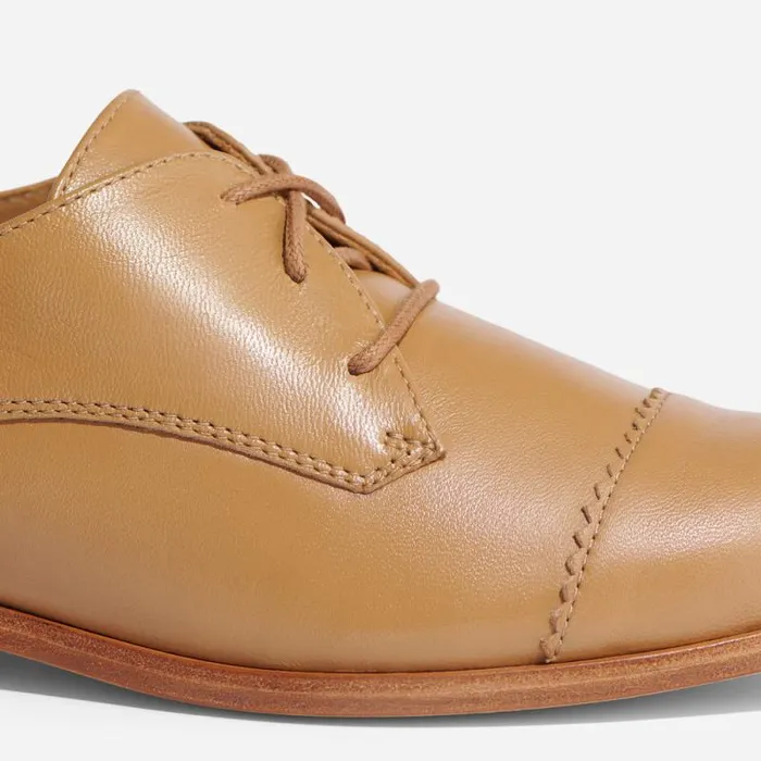 Nisolo Flats and Slip Ons Women Emilia Cap Toe Oxford Almond Black
