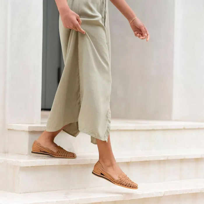 Nisolo Flats and Slip Ons Women Huarache Sandal Almond