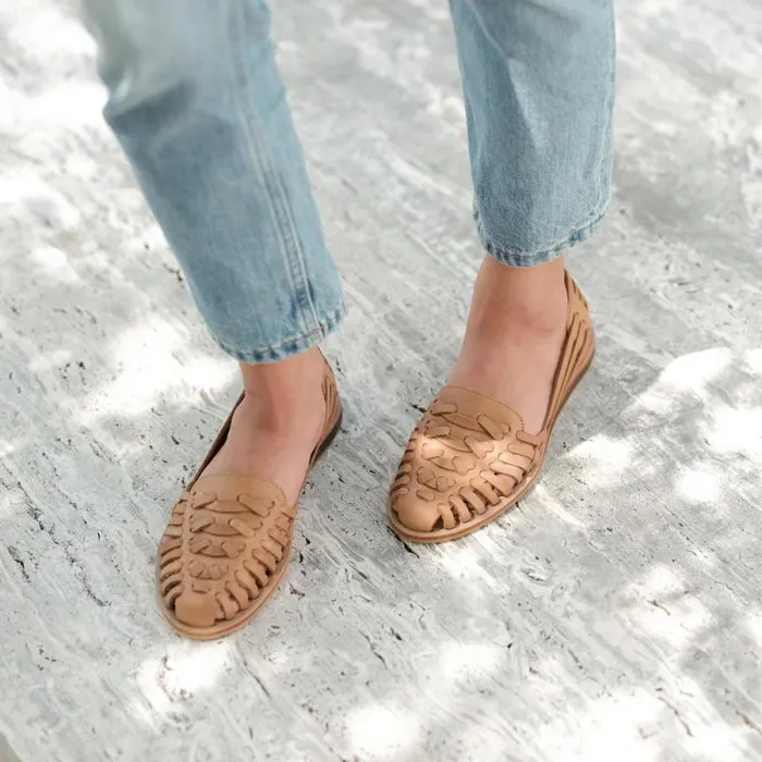 Nisolo Flats and Slip Ons Women Huarache Sandal Almond