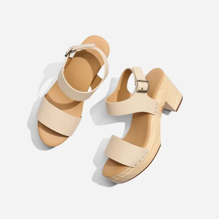 Nisolo Heels Women AllDay Open Toe Clog Bone Nisolo Heels Women AllDay Open Toe Clog Bone