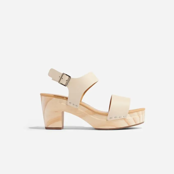 Nisolo Heels Women AllDay Open Toe Clog Bone Nisolo Heels Women AllDay Open Toe Clog Bone