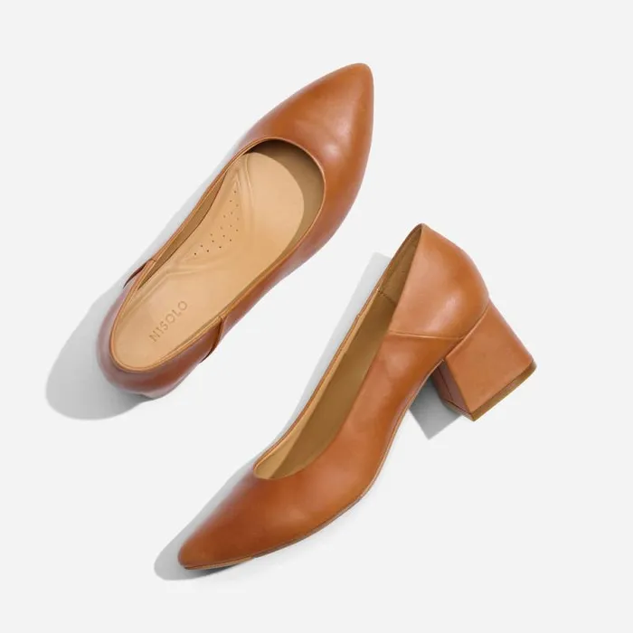 Nisolo Heels Women Fiorela GoTo Mid Heel Caramel Nisolo Heels Women Fiorela GoTo Mid Heel Caramel