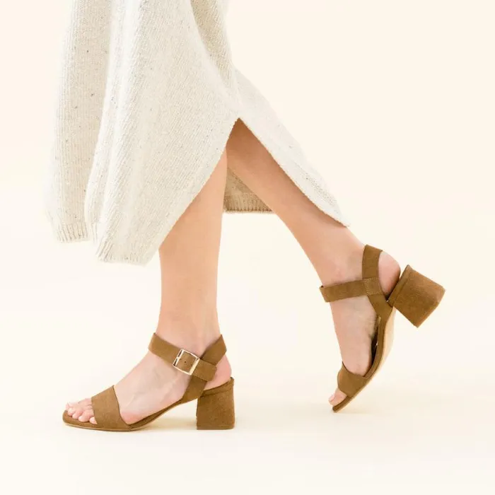 Nisolo Heels Women Stella GoTo Block Heel Sandal Taupe Suede Nisolo Heels Women Stella GoTo Block Heel Sandal Taupe Suede