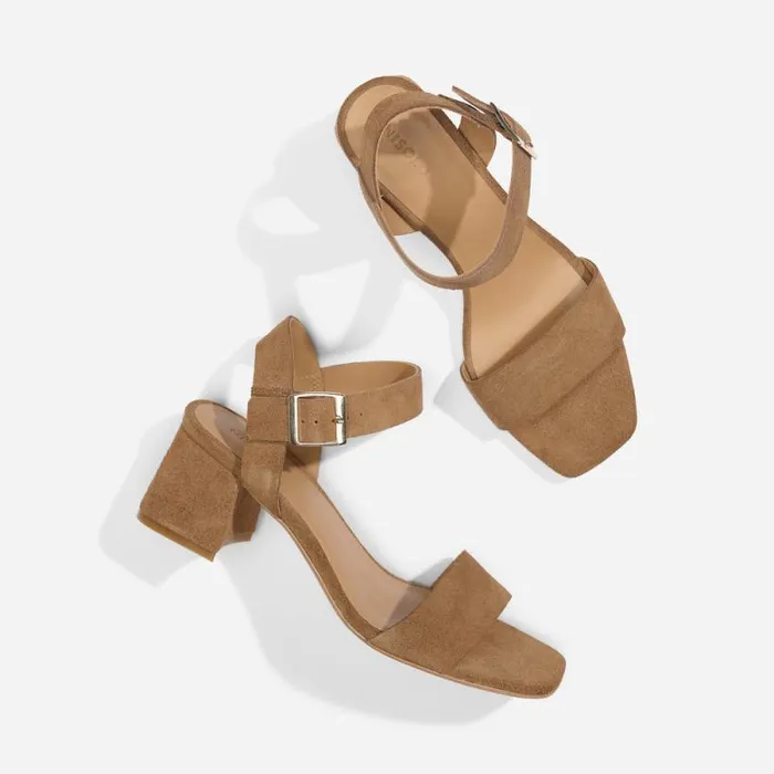 Nisolo Heels Women Stella GoTo Block Heel Sandal Taupe Suede Nisolo Heels Women Stella GoTo Block Heel Sandal Taupe Suede