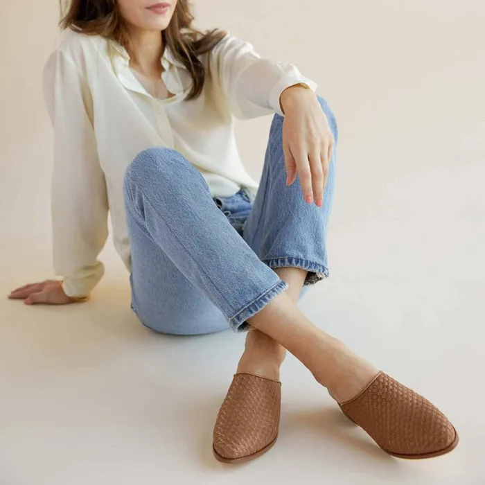 Nisolo Loafers and Mules Women Ama Woven Mule Woven Almond Nisolo Loafers and Mules Women Ama Woven Mule Woven Almond
