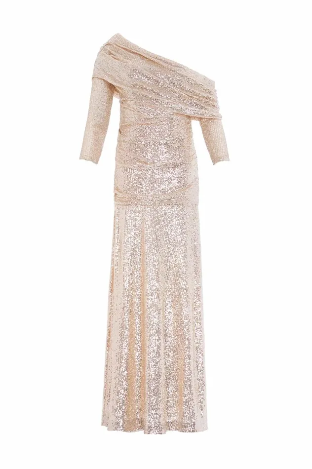 Nova OneShoulder Ankle Gown Silver Women Needle and Thread Dresses
