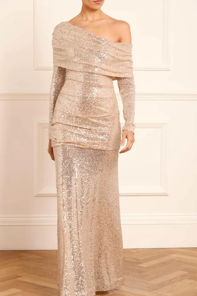 Nova OneShoulder Ankle Gown Silver Women Needle and Thread Dresses