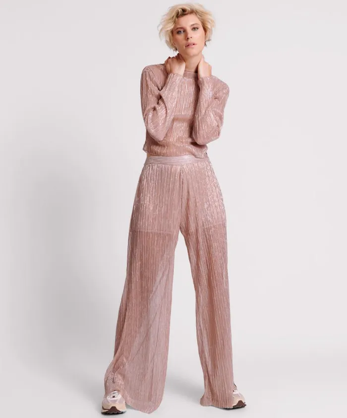 One Teaspoon Bottoms CELESTIAL ROSE PLISSE PALAZZO PANTS 8211 Women