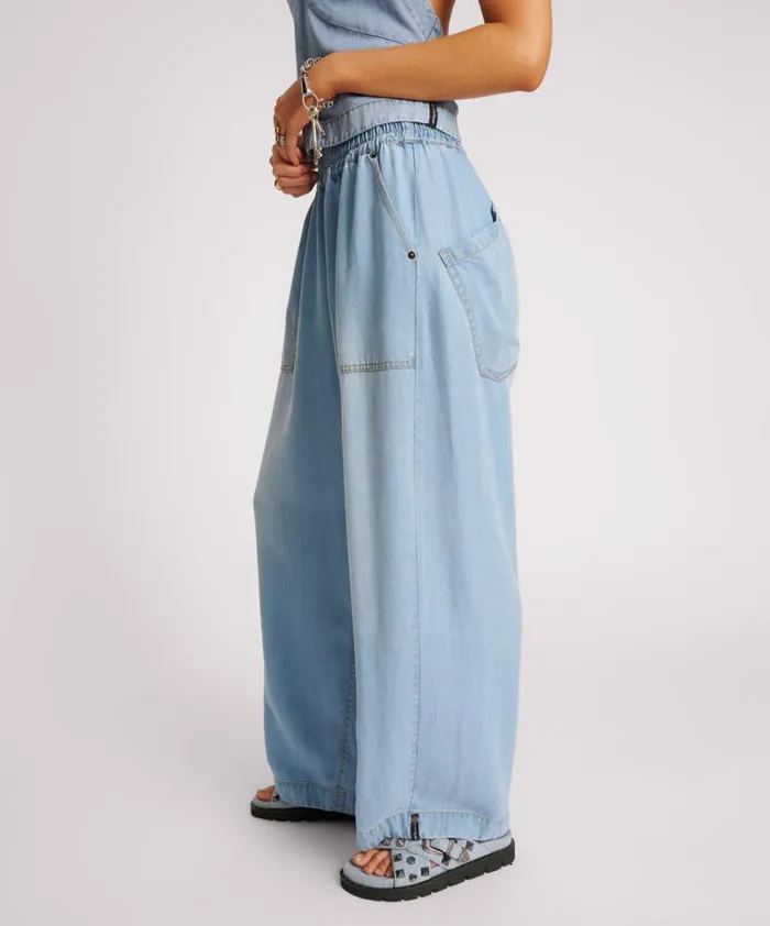 One Teaspoon Bottoms SOFT BLUE TENCEL PARACHUTE PANTS 8211 Women
