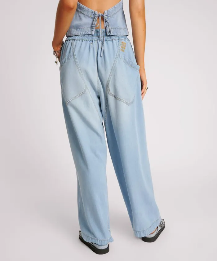 One Teaspoon Bottoms SOFT BLUE TENCEL PARACHUTE PANTS 8211 Women