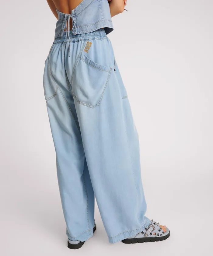One Teaspoon Bottoms SOFT BLUE TENCEL PARACHUTE PANTS 8211 Women