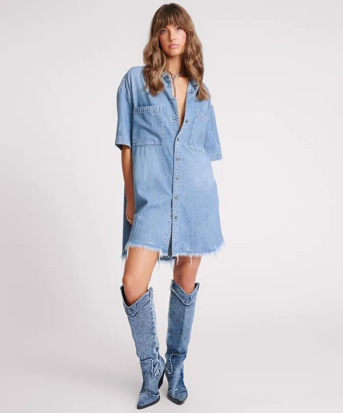 One Teaspoon Denim Dresses COBAINE PARIS DENIM DRESS 8211 Women