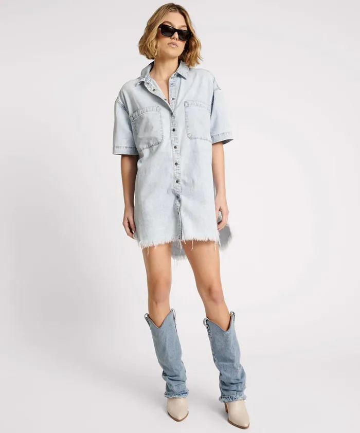 One Teaspoon Denim Dresses FLORENCE PARIS DENIM SHIRT DRESS 8211 Women