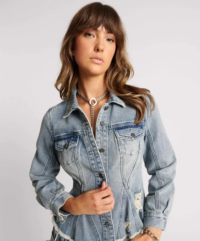 One Teaspoon Denim Jackets SALTY DOG PEPLUM DENIM SHACKET 8211 Women