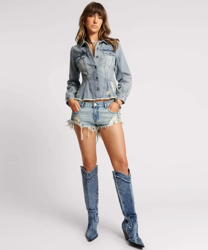 One Teaspoon Denim Jackets SALTY DOG PEPLUM DENIM SHACKET 8211 Women