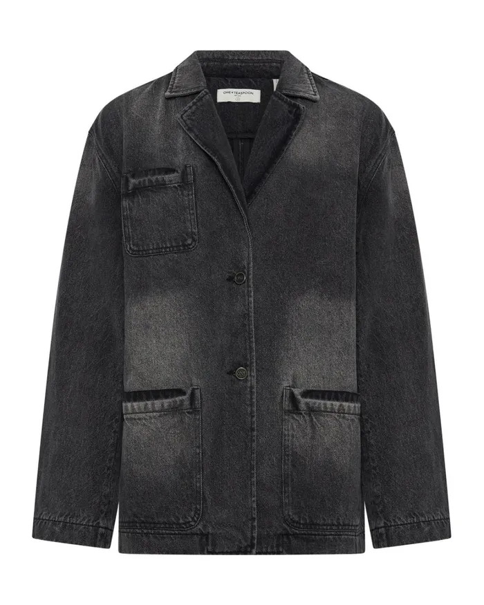 One Teaspoon Denim Jackets WORN BLACK DENIM BOYFRIEND BLAZER 8211 Women One Teaspoon Denim Jackets WORN BLACK DENIM BOYFRIEND BLAZER 8211 Women