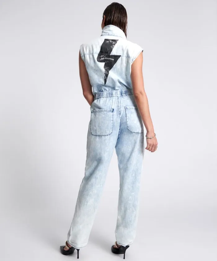 One Teaspoon Denim Jumpsuits BLACK LIGHTNING SLEEVELESS OLIVIA AVIATOR JUMPSUIT 8211 Women One Teaspoon Denim Jumpsuits BLACK LIGHTNING SLEEVELESS OLIVIA AVIATOR JUMPSUIT 8211 Women