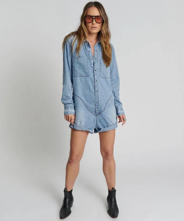 One Teaspoon Denim Jumpsuits OCEAN CHAMBRAY PROPHECY JUMPSUIT 8211 Women One Teaspoon Denim Jumpsuits OCEAN CHAMBRAY PROPHECY JUMPSUIT 8211 Women