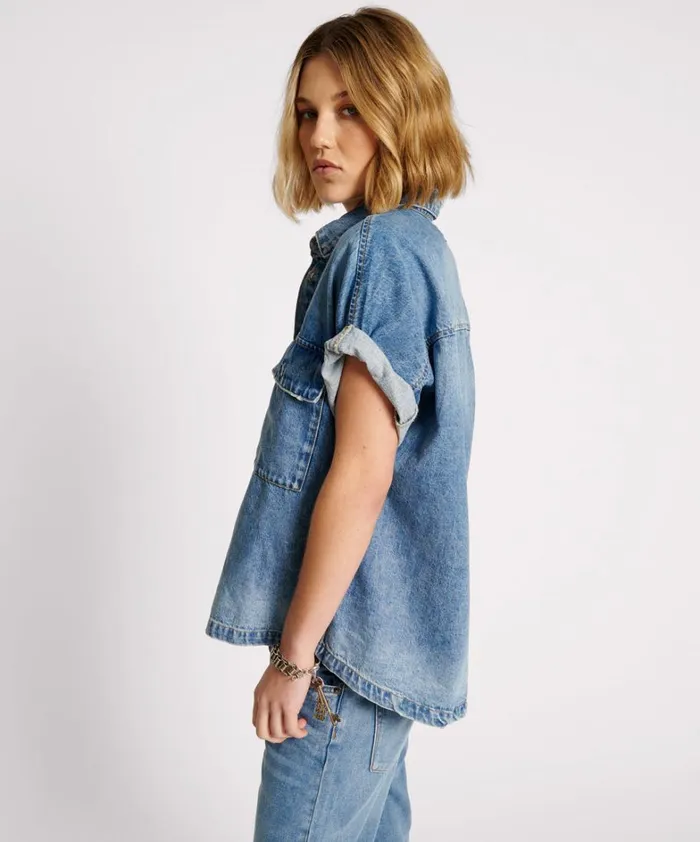 One Teaspoon Denim Shirts BLUE RAPTURE CUT OFF DENIM SHIRT 8211 Women