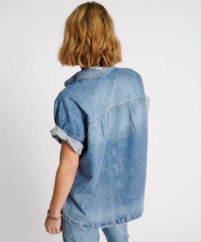 One Teaspoon Denim Shirts BLUE RAPTURE CUT OFF DENIM SHIRT 8211 Women