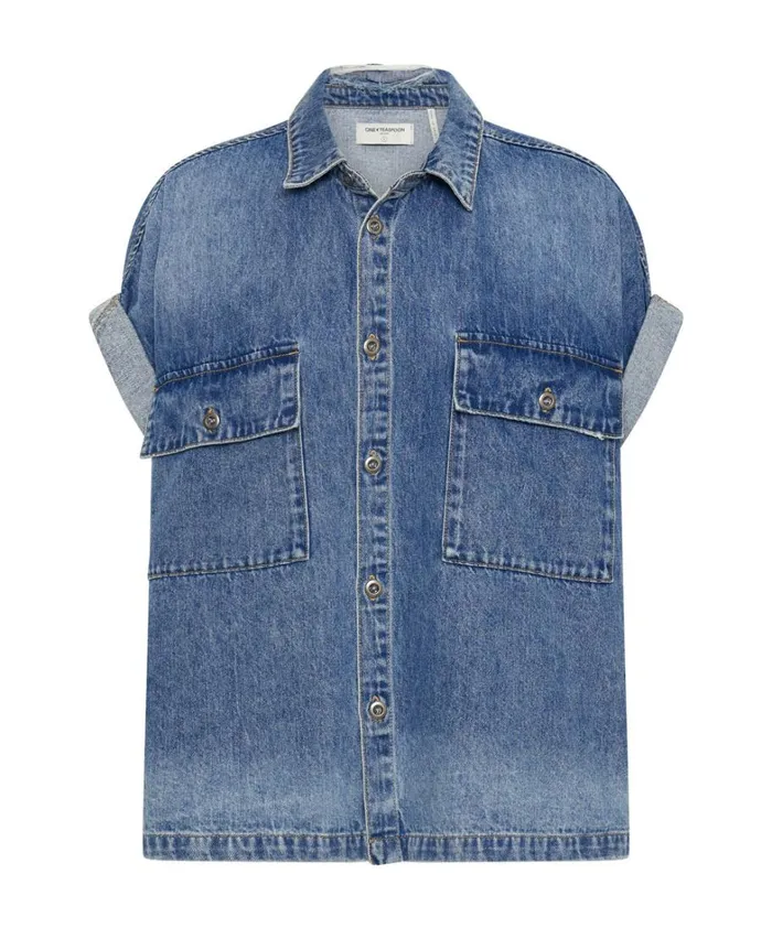 One Teaspoon Denim Shirts BLUE RAPTURE CUT OFF DENIM SHIRT 8211 Women
