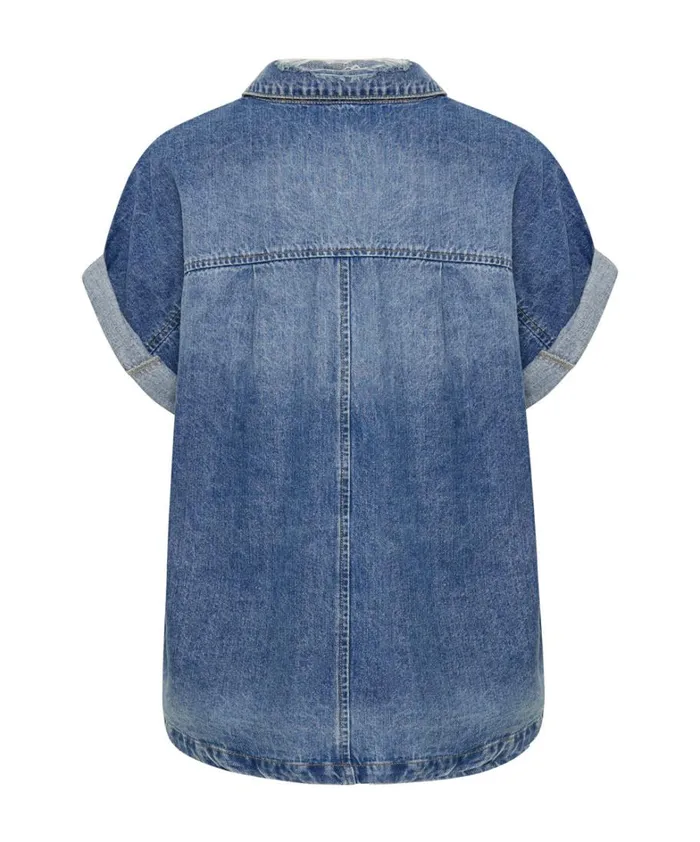 One Teaspoon Denim Shirts BLUE RAPTURE CUT OFF DENIM SHIRT 8211 Women