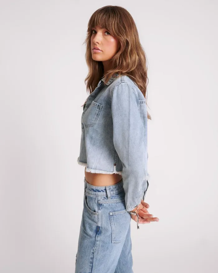 One Teaspoon Denim Tops BLUE BLOSSOM LONG SLEEVE DENIM BRAXTON TOP 8211 Women One Teaspoon Denim Tops BLUE BLOSSOM LONG SLEEVE DENIM BRAXTON TOP 8211 Women
