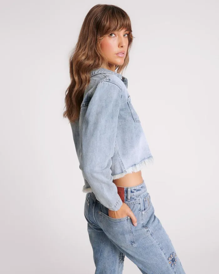 One Teaspoon Denim Tops BLUE BLOSSOM LONG SLEEVE DENIM BRAXTON TOP 8211 Women One Teaspoon Denim Tops BLUE BLOSSOM LONG SLEEVE DENIM BRAXTON TOP 8211 Women