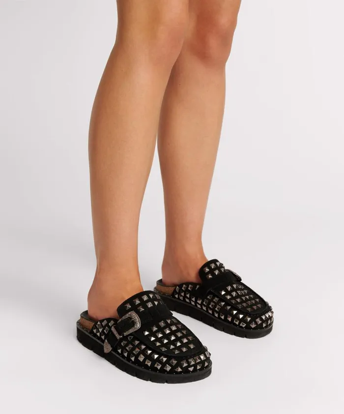 One Teaspoon Footwear STUDDED BLACK PHOENIX SLIDES 8211 Women
