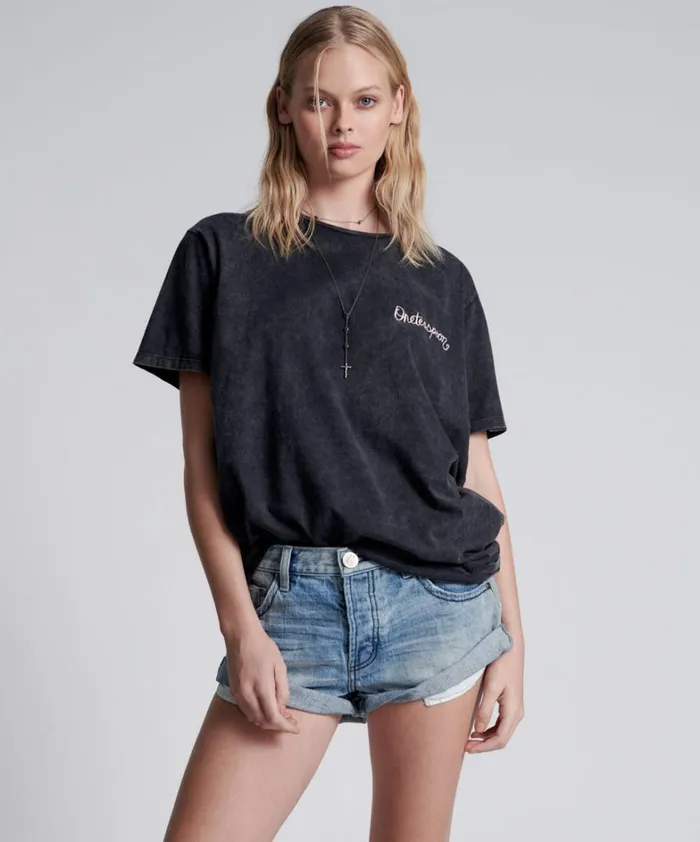 One Teaspoon Graphic Tees ONE TEASPOON EMBROIDERED UNISEX LOGO TEE 8211 Women