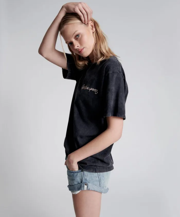 One Teaspoon Graphic Tees ONE TEASPOON EMBROIDERED UNISEX LOGO TEE 8211 Women