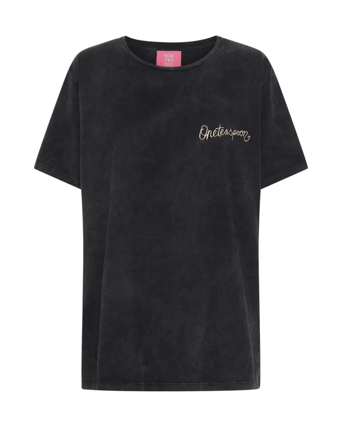 One Teaspoon Graphic Tees ONE TEASPOON EMBROIDERED UNISEX LOGO TEE 8211 Women