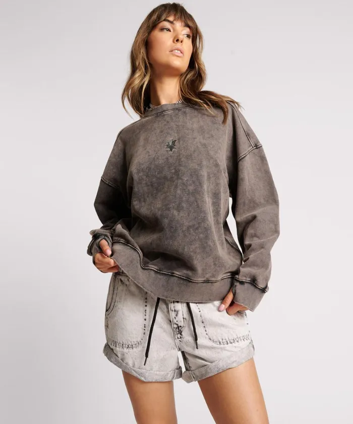 One Teaspoon Hoodies And Sweats CHARCOAL BOWER BIRD RETRO SWEATER 8211 Women