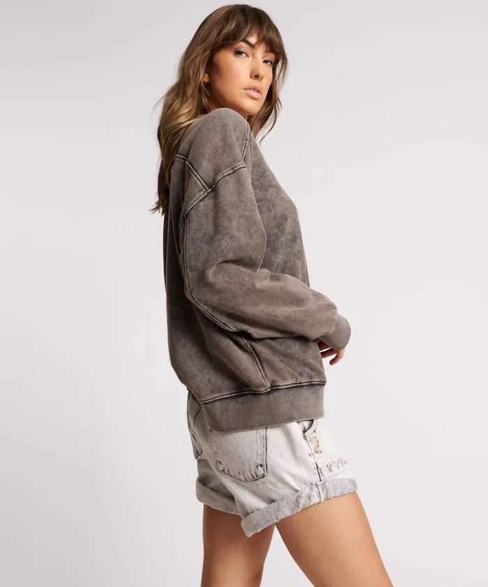 One Teaspoon Hoodies And Sweats CHARCOAL BOWER BIRD RETRO SWEATER 8211 Women One Teaspoon Hoodies And Sweats CHARCOAL BOWER BIRD RETRO SWEATER 8211 Women