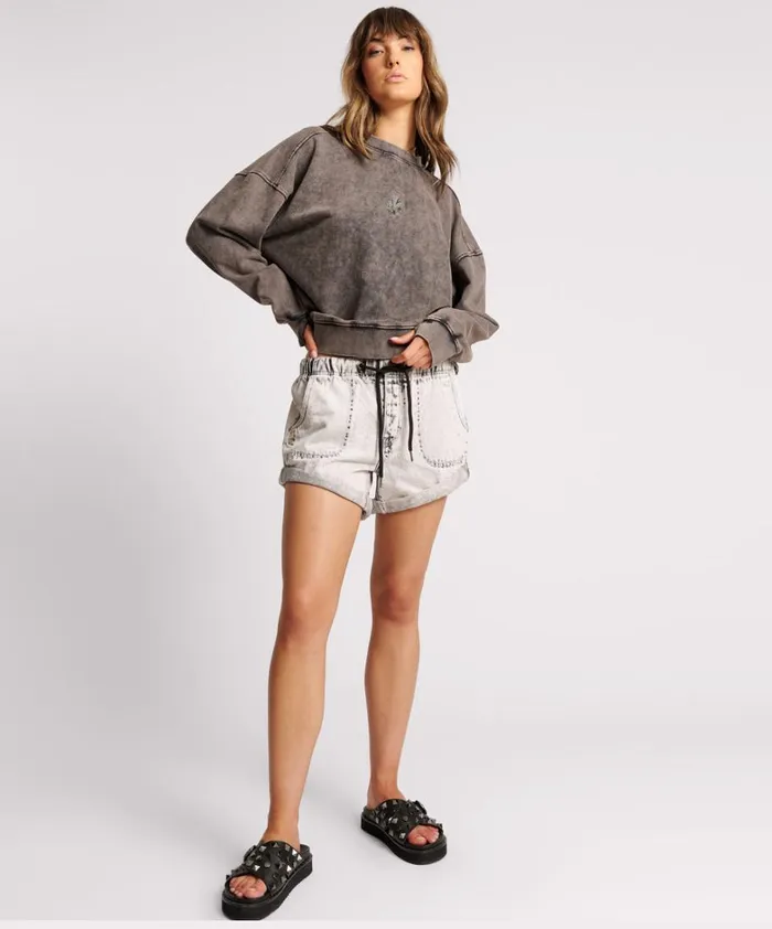 One Teaspoon Hoodies And Sweats CHARCOAL BOWER BIRD RETRO SWEATER 8211 Women One Teaspoon Hoodies And Sweats CHARCOAL BOWER BIRD RETRO SWEATER 8211 Women