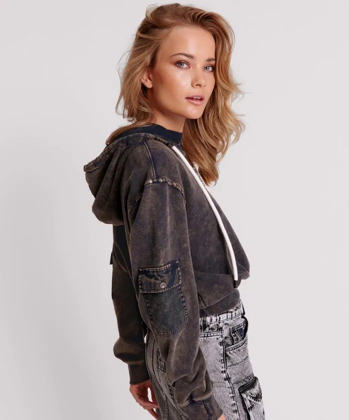 One Teaspoon Hoodies And Sweats OTS MIDNIGHT RUST CARGO STUDDED ADVENTURE HOODY 8211 Women One Teaspoon Hoodies And Sweats OTS MIDNIGHT RUST CARGO STUDDED ADVENTURE HOODY 8211 Women