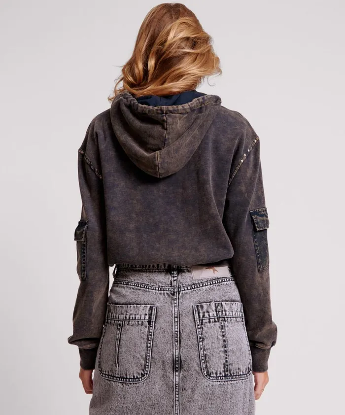 One Teaspoon Hoodies And Sweats OTS MIDNIGHT RUST CARGO STUDDED ADVENTURE HOODY 8211 Women One Teaspoon Hoodies And Sweats OTS MIDNIGHT RUST CARGO STUDDED ADVENTURE HOODY 8211 Women