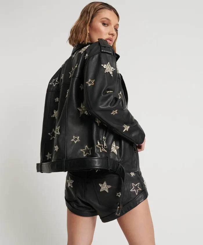 One Teaspoon Jackets ALL STAR HAND EMBELLISHED LEATHER JACKET 8211 Women