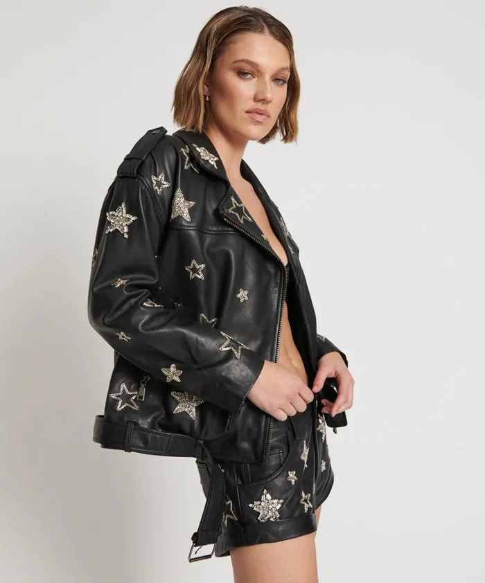 One Teaspoon Jackets ALL STAR HAND EMBELLISHED LEATHER JACKET 8211 Women