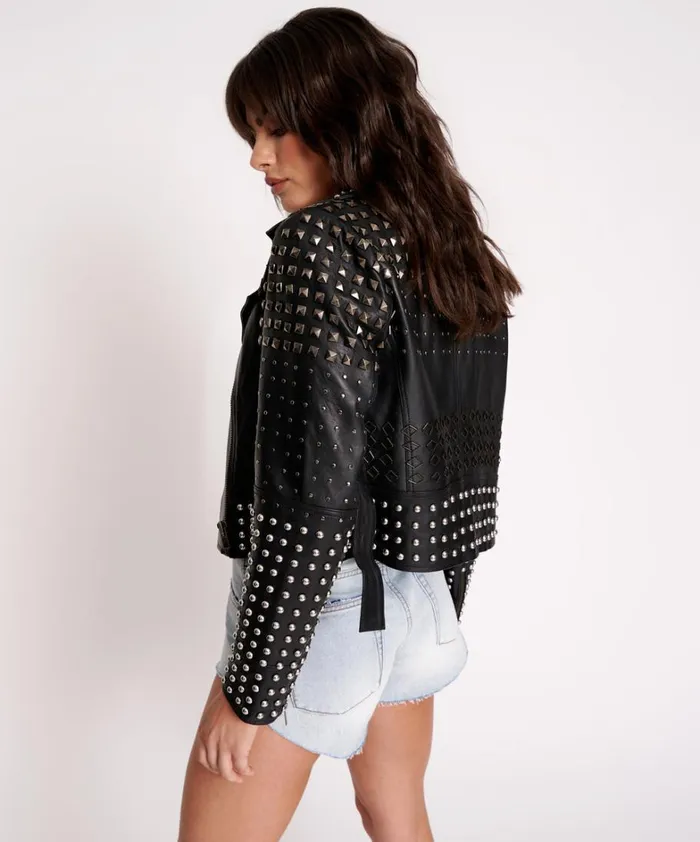 One Teaspoon Jackets BLACK DIAMOND STUDDED LEATHER JACKET 8211 Women