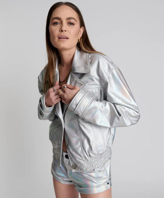 One Teaspoon Jackets REVENGE METALLIC LEATHER BOMBER JACKET 8211 Women