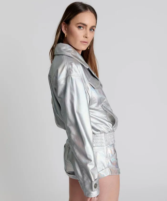 One Teaspoon Jackets REVENGE METALLIC LEATHER BOMBER JACKET 8211 Women One Teaspoon Jackets REVENGE METALLIC LEATHER BOMBER JACKET 8211 Women