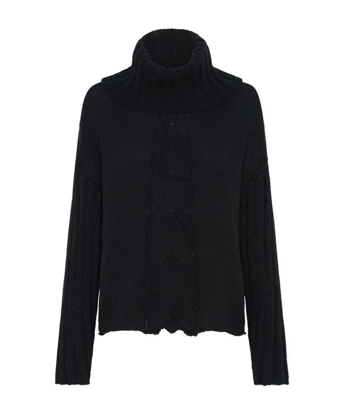 One Teaspoon Knitwear CLASSIC CHUNKY ROLL NECK KNIT SWEATER BLACK 8211 Women One Teaspoon Knitwear CLASSIC CHUNKY ROLL NECK KNIT SWEATER BLACK 8211 Women