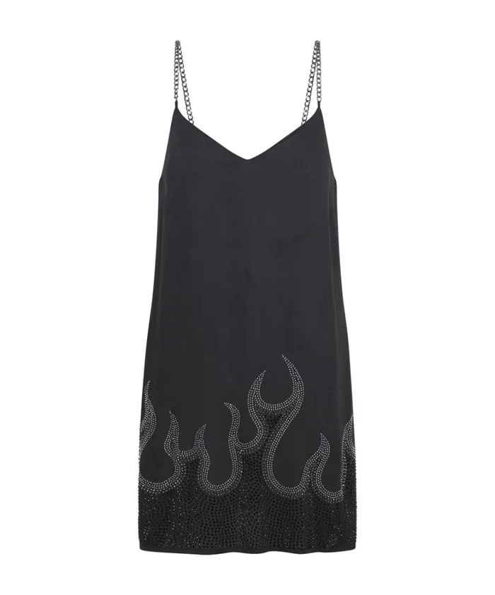 One Teaspoon Mini Dresses ON FIRE BLACK CRYSTAL SLIP DRESS 8211 Women One Teaspoon Mini Dresses ON FIRE BLACK CRYSTAL SLIP DRESS 8211 Women