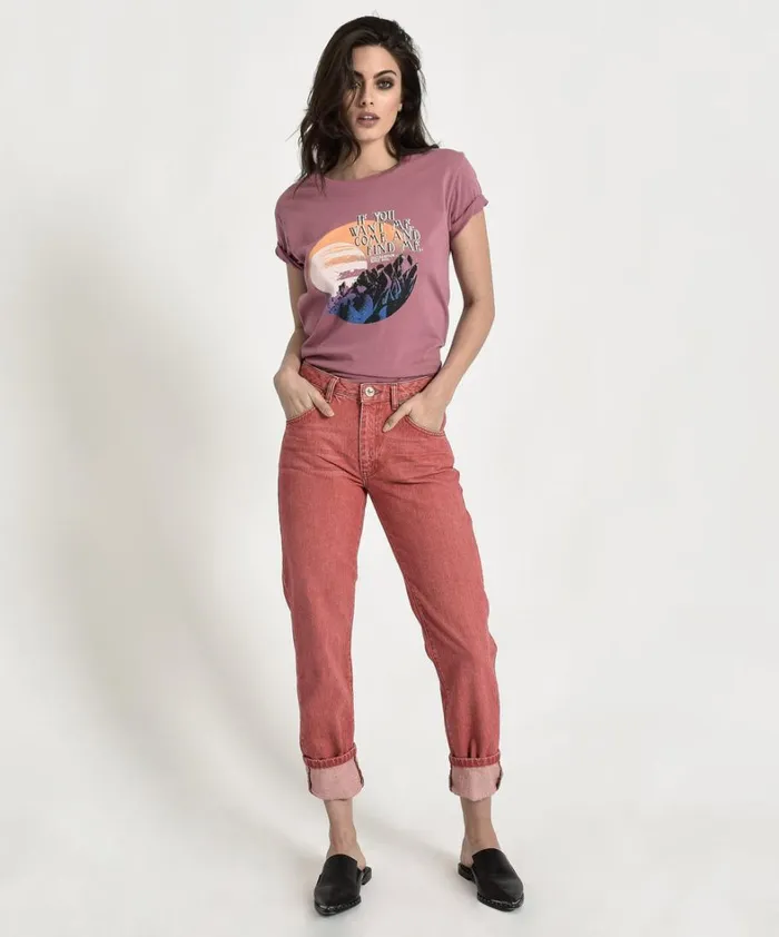 One Teaspoon Organic Tees ORGANIC RED AWESOME BAGGIES HIGH WAIST STRAIGHT LEG JEANS 8211 Women